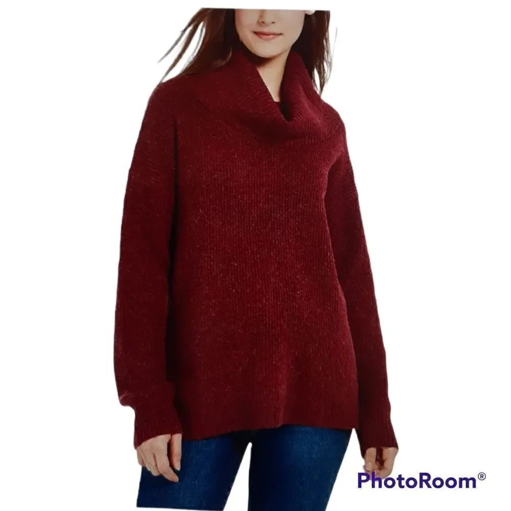 Hippie Rose Womens Burgundy Long Sleeve Cowl Neck Sweater Size Small New
